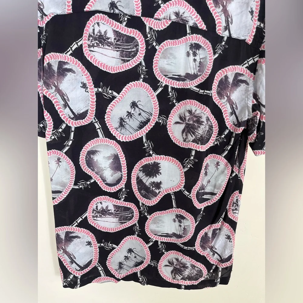 All Saints Islandz Palm Tree Print Button Down Short Sleeve - Picture 8 of 12